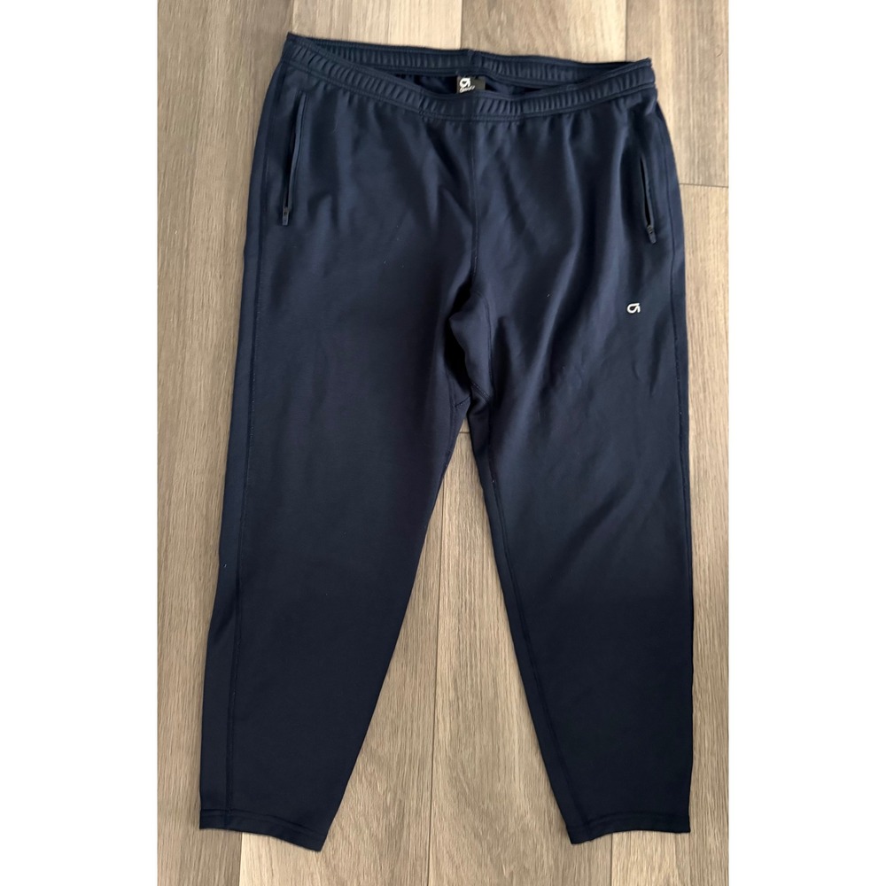 GapFit Mens G-Dry Athletic Training Pants Navy Blue XL Zipper Pockets Joggers